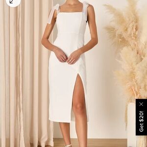 Lulus White Bow Sleeve Dress Large